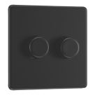 LAP  2-Gang 2-Way LED Dimmer Switch  Matt Black with Colour-Matched Inserts
