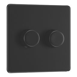 LAP  2-Gang 2-Way LED Dimmer Switch  Matt Black with Colour-Matched Inserts