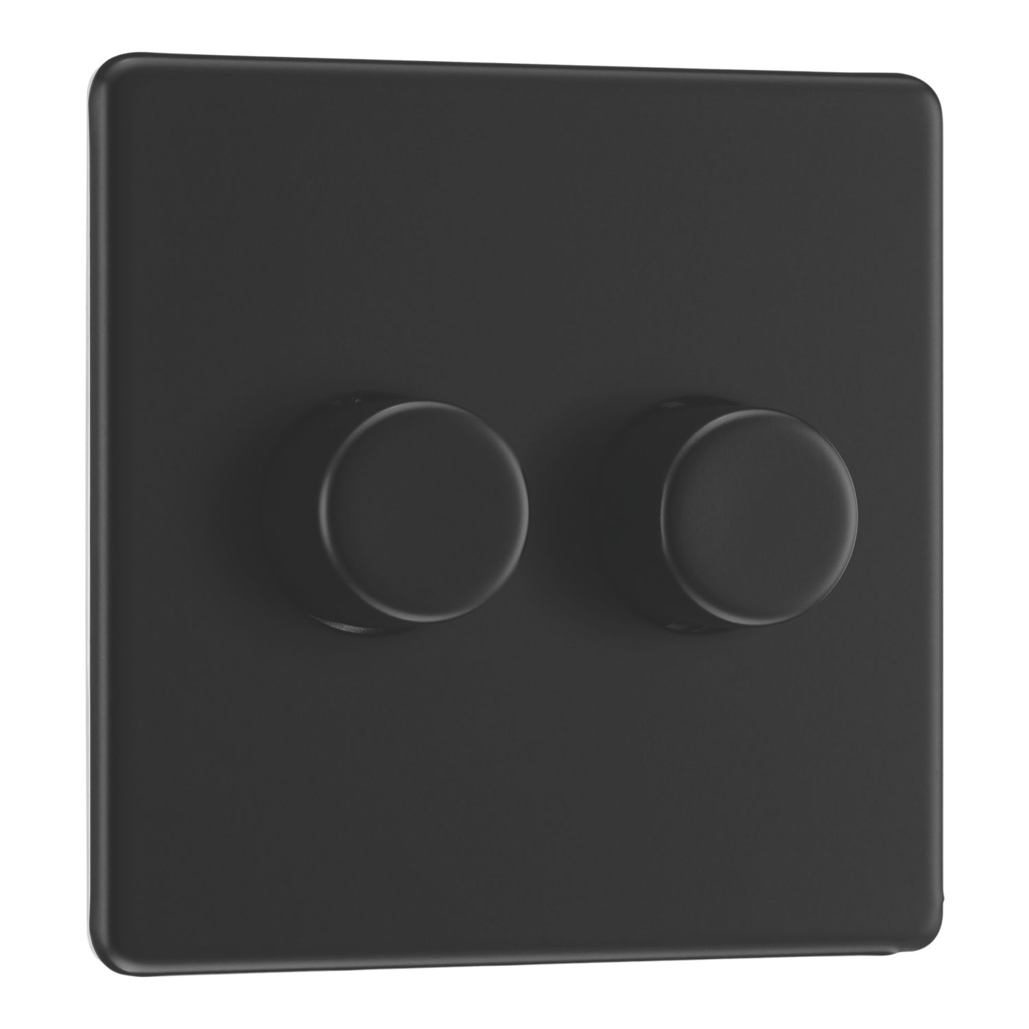 LAP 2-Gang 2-Way LED Dimmer Switch Matt Black with Colour-Matched Inserts (378CN)