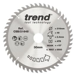 Trend CSB/21648 Wood/Chipboard/MDF Saw Blade 216mm x 30mm 48T
