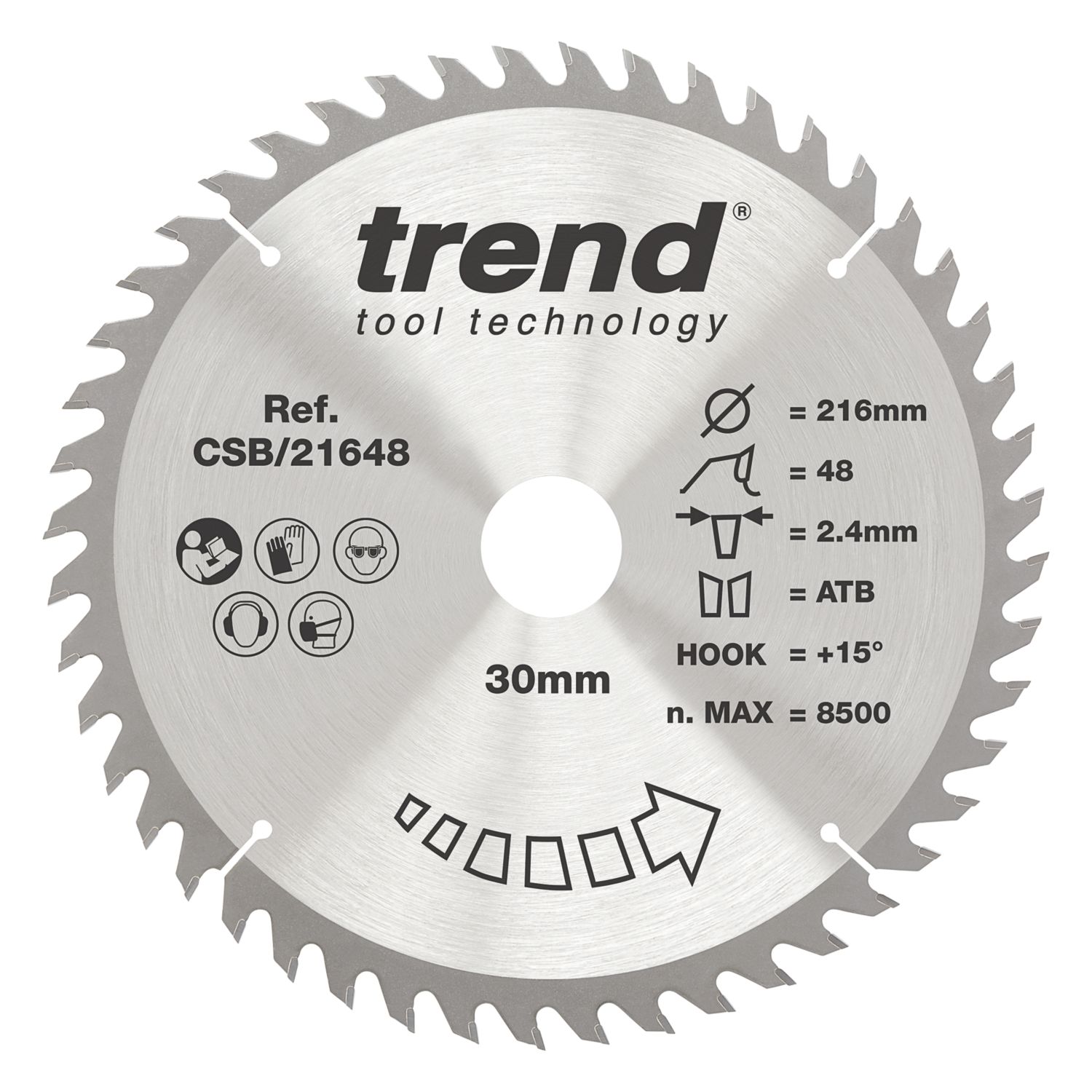 Trend CSB/21648 Wood/Chipboard/MDF Circular Saw Blade 216mm x 30mm 48T (378EC)