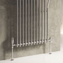 Reina Modal TRV 15mm x 15mm Chrome Angled & L/S Designer Thermostatic Radiator Valve & Lockshield