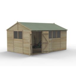 Forest Beckwood 14' 6" x 10' (Nominal) Reverse Apex Shiplap Timber Shed with Base & Assembly