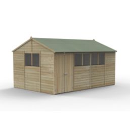Forest Beckwood 14' 6" x 10' (Nominal) Reverse Apex Shiplap Timber Shed with Base & Assembly
