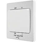 British General Evolve 10A 1-Gang 3-Pole Fan Isolator Switch Brushed Steel  with White Inserts