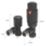 Towelrads  15mm x 1/2" Black Angled Modern Thermostatic Radiator Valve & Lockshield
