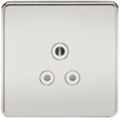 Knightsbridge  5A 1-Gang Unswitched Socket Polished Chrome with White Inserts