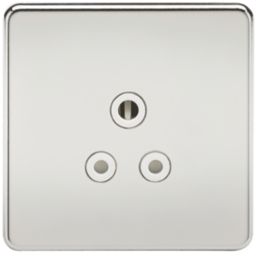 Knightsbridge  5A 1-Gang Unswitched Socket Polished Chrome with White Inserts