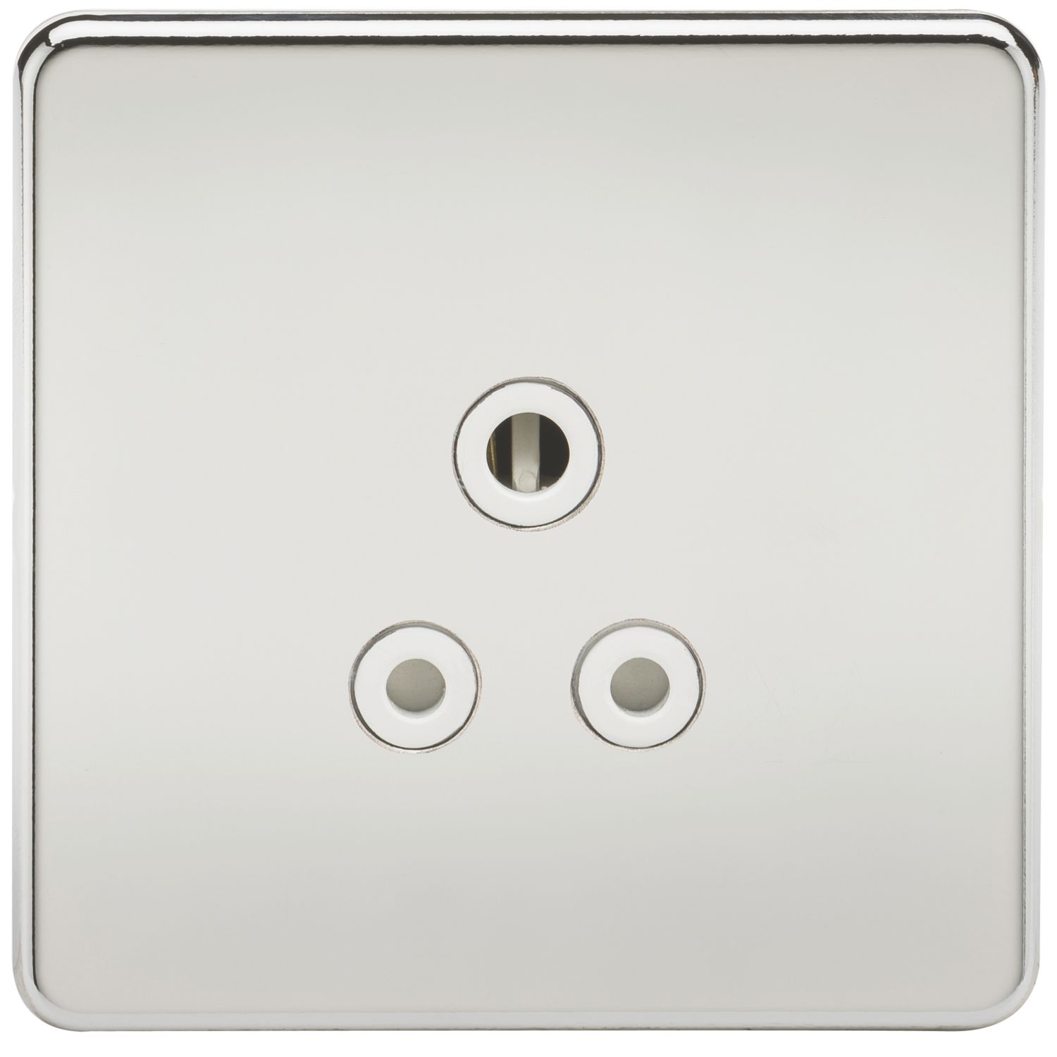 Knightsbridge 5A 1-Gang Unswitched Socket Polished Chrome with White Inserts (378TX)