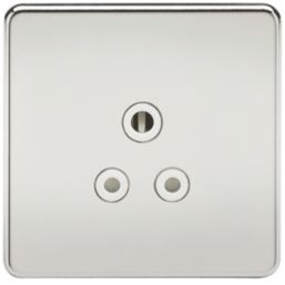 Knightsbridge SF5APCW 5A 1-Gang Unswitched Socket Polished Chrome with White Inserts
