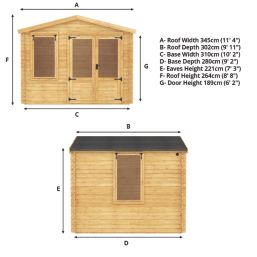 Mercia  10' x 9' (Nominal) Apex Timber Log Cabin