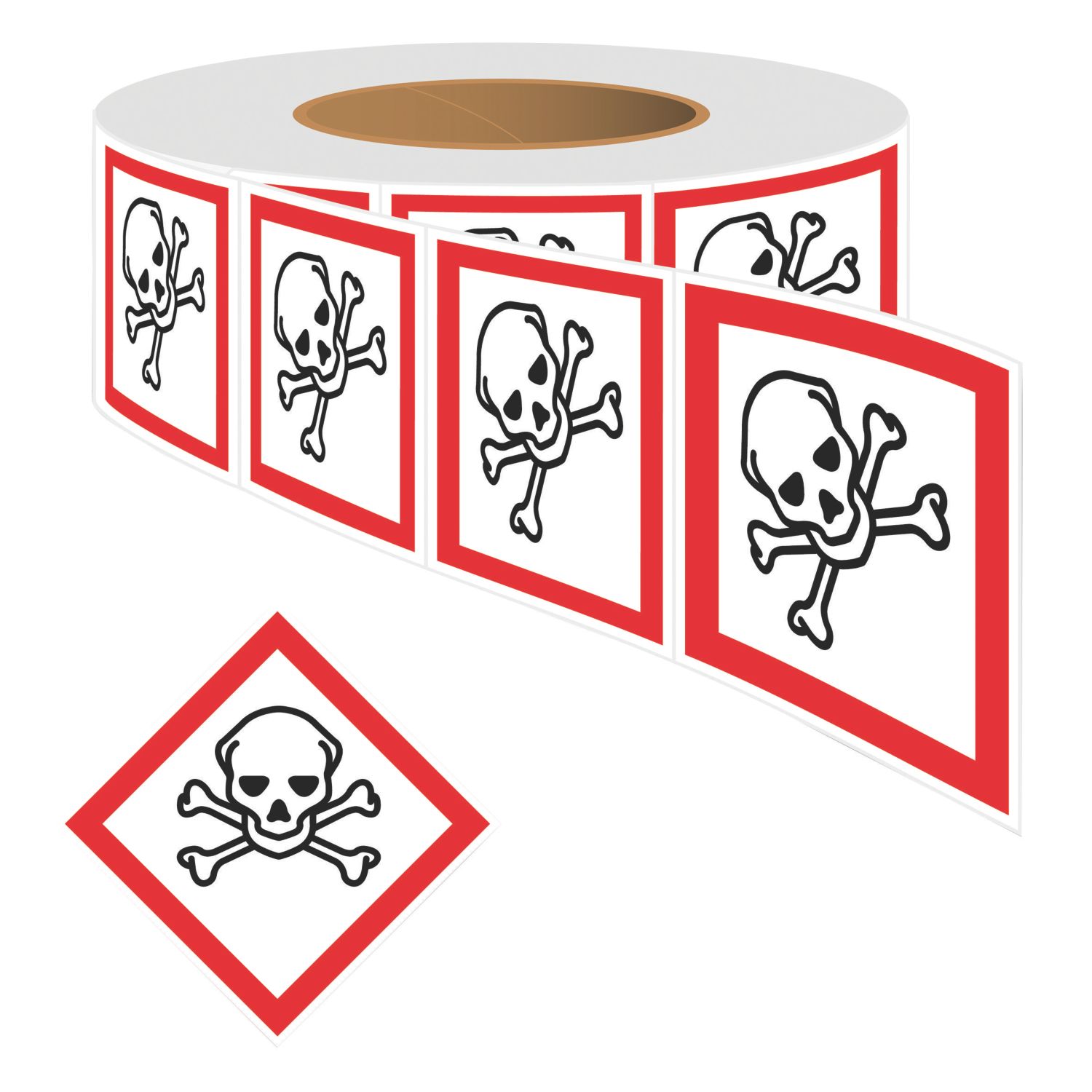 Essentials Toxic GHS Labels (Roll) 100mm x 100mm (378YU)