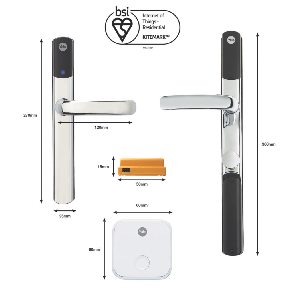 Yale Conexis L2 Smart Door Lock Chrome / Black - Screwfix
