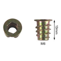 Easyfix Furniture Insert Nuts M6 x 13mm 50 Pack