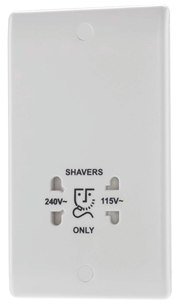 British General 800 Series 1-Gang Dual Voltage Shaver Socket 115 / 240V White
