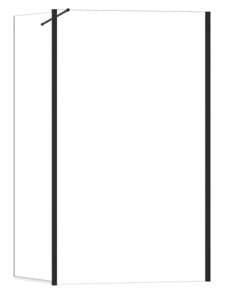 Triton Neo  Frameless Showerwall & Swivel Panel Black 800mm x 2000mm