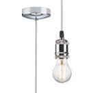 Knightsbridge Vintage 1.8m Pendant Set Light Fitting E27 Polished Chrome 3 1/2"