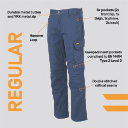 Site Sember Work Trousers Navy 34" W 32" L