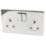 Crabtree Platinum 13A 2-Gang DP Switched Plug Socket Polished Chrome  with White Inserts