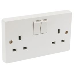 Crabtree Capital 13A 2-Gang DP Switched Plug Socket White