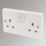 Crabtree Capital 13A 2-Gang DP Switched Plug Socket White