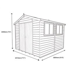 Shire Atlas 10' x 8' (Nominal) Apex Shiplap T&G Timber Shed