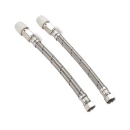 Hep2O Push-Fit Flexible Tap Connectors with Valve 15mm x 1/2" x 300mm 2 Pack