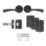 Smith & Locke Helvellyn Door Handle, Latch & Hinge Set Matt Black 6 Pcs