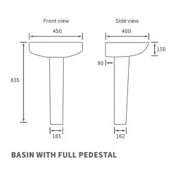 Texas Basin with Pedestal 1 Tap Hole 450mm