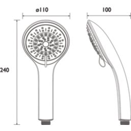 Bristan Casino 5 Shower Handset Chrome-Plated 108mm x 240mm