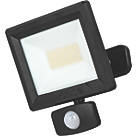 Luceco Essence Outdoor LED Floodlight with Ball Joint With PIR Sensor Black 30W 3000lm
