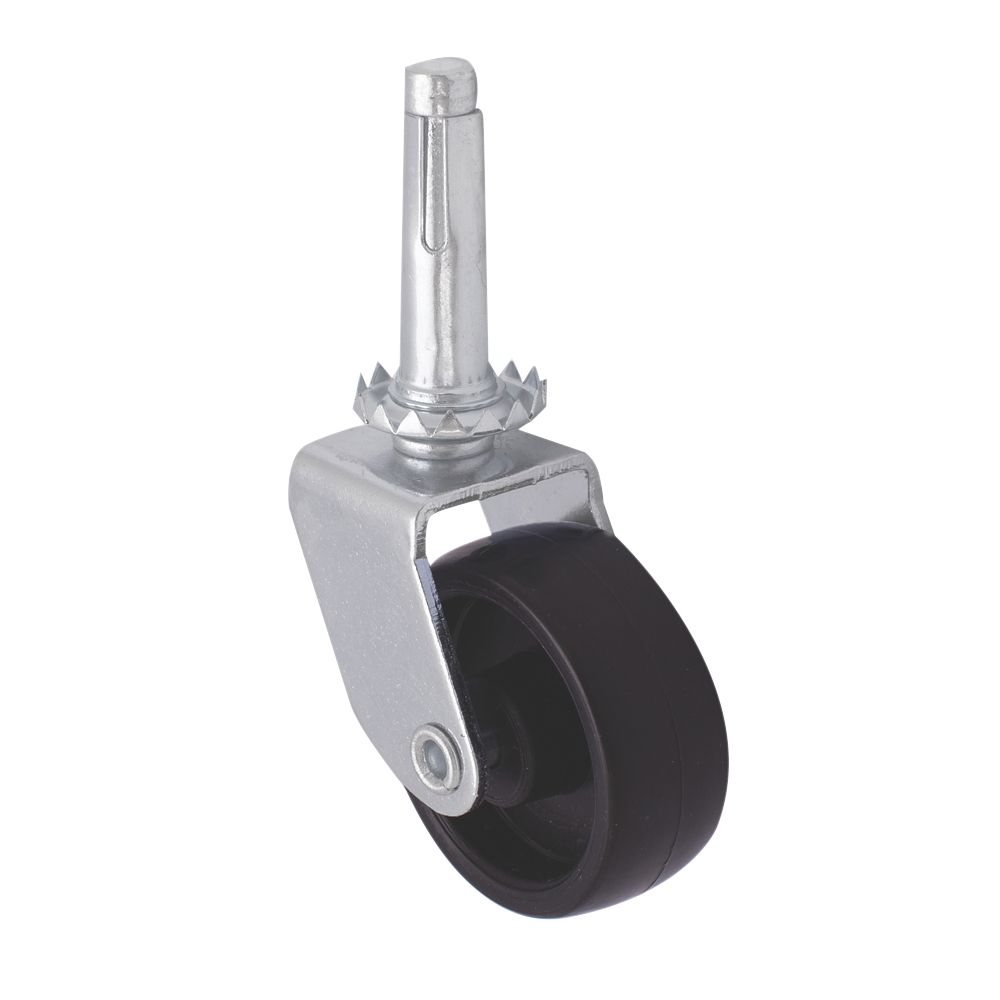 5-Pack Juvielich Black PU Swivel Caster Wheels With Threaded Stem - 1.15inch 360-Degree Rollers For Office Chairs, Shelves & Small Furniture