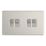 Contactum Lyric 10AX 4-Gang 2-Way Light Switch  Brushed Steel with White Inserts