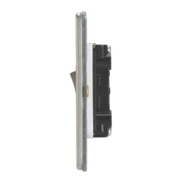 Contactum Lyric 10AX 4-Gang 2-Way Light Switch  Brushed Steel with White Inserts