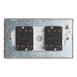 Contactum Lyric 10AX 4-Gang 2-Way Light Switch  Brushed Steel with White Inserts