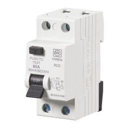 MK Sentry  80A 30mA 2-Pole A Curve  RCCB
