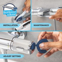 Grohe Vitalio Comfort 250 HP Rear-Fed Exposed Chrome Thermostatic Shower System