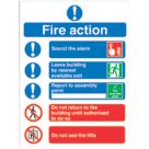 Essentials  Non Photoluminescent "Fire Action" Notice Signs 210mm x 148mm 50 Pack