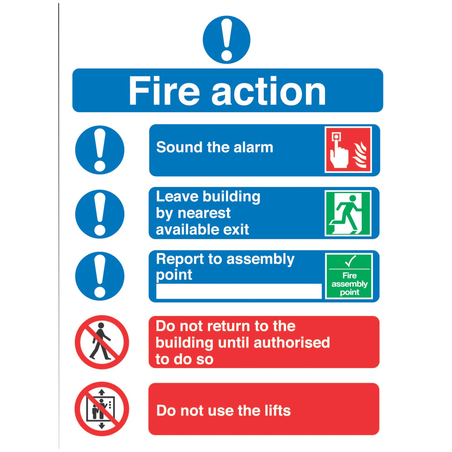Essentials Non Photoluminescent "Fire Action" Notice Signs 230mm x 172mm 50 Pack (38158)