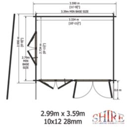 Shire Danbury Office Pent 12' x 10' (Nominal) Apex Timber Log Cabin