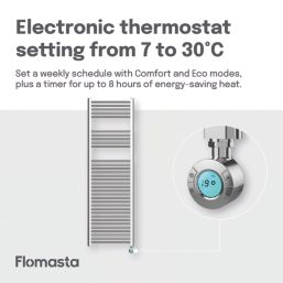 Flomasta 1600mm x 500mm 1706BTU Chrome Flat Electric Towel Radiator