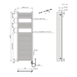 Flomasta 1600mm x 500mm 1706BTU Chrome Flat Electric Towel Radiator