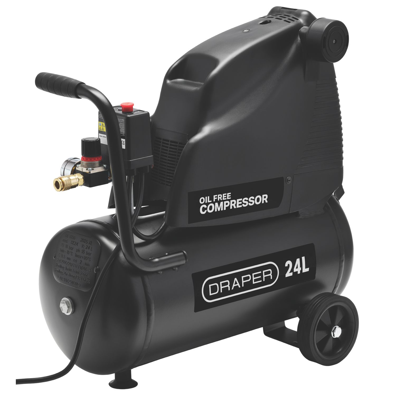 Draper 24978 24Ltr Brushless Electric Direct Drive Oil-Free Air Compressor 230V (381CN)