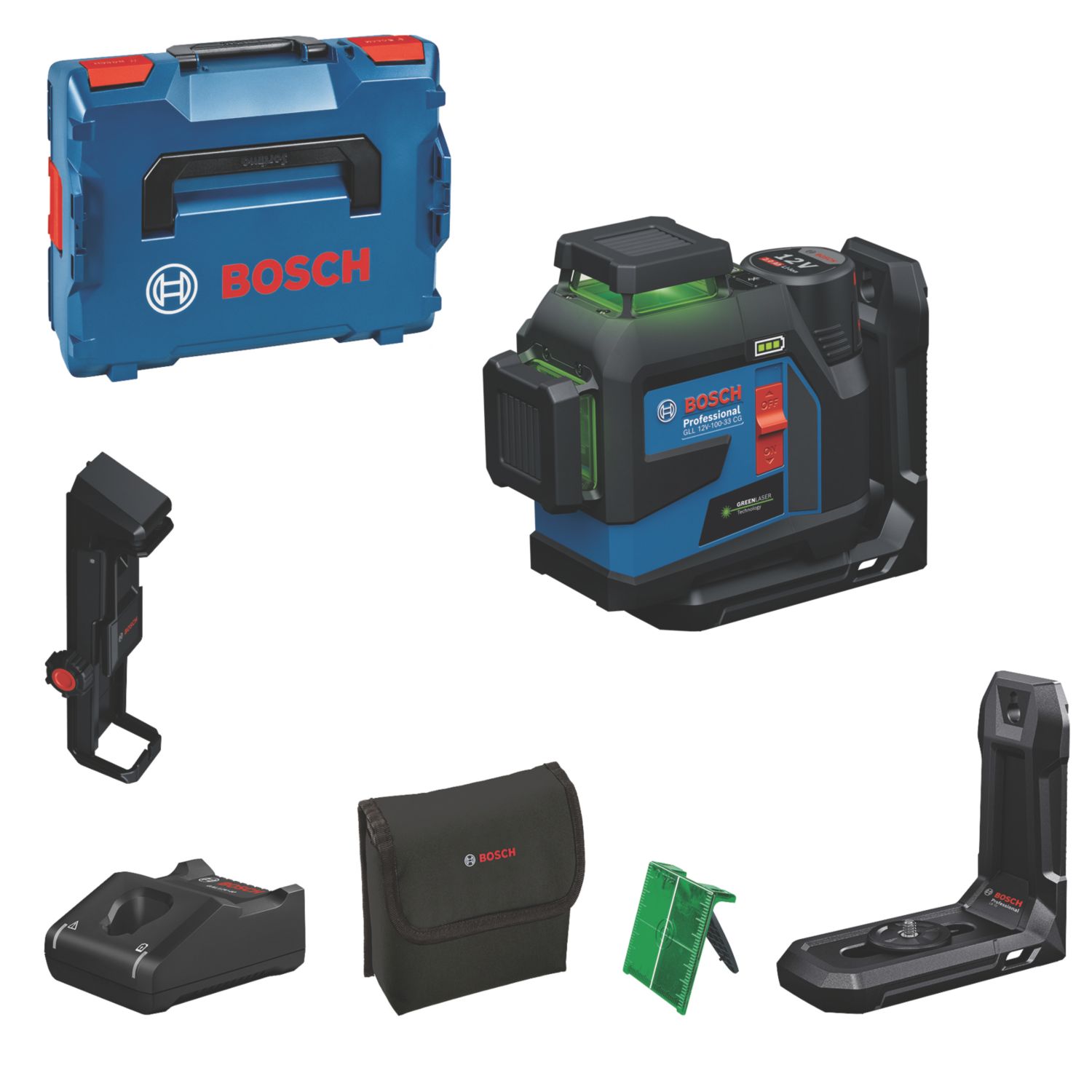 Bosch GLL 12V-100-33 CG Green Self-Levelling Multi-Line Line Laser (381EY)