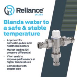 Reliance Valves HEAT160005 Heatguard 2-in-1 Thermostatic Mixing Valve 15mm