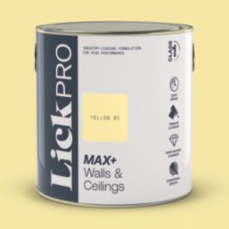 LickPro Max+ 2.5Ltr Yellow 01 Matt Emulsion  Paint