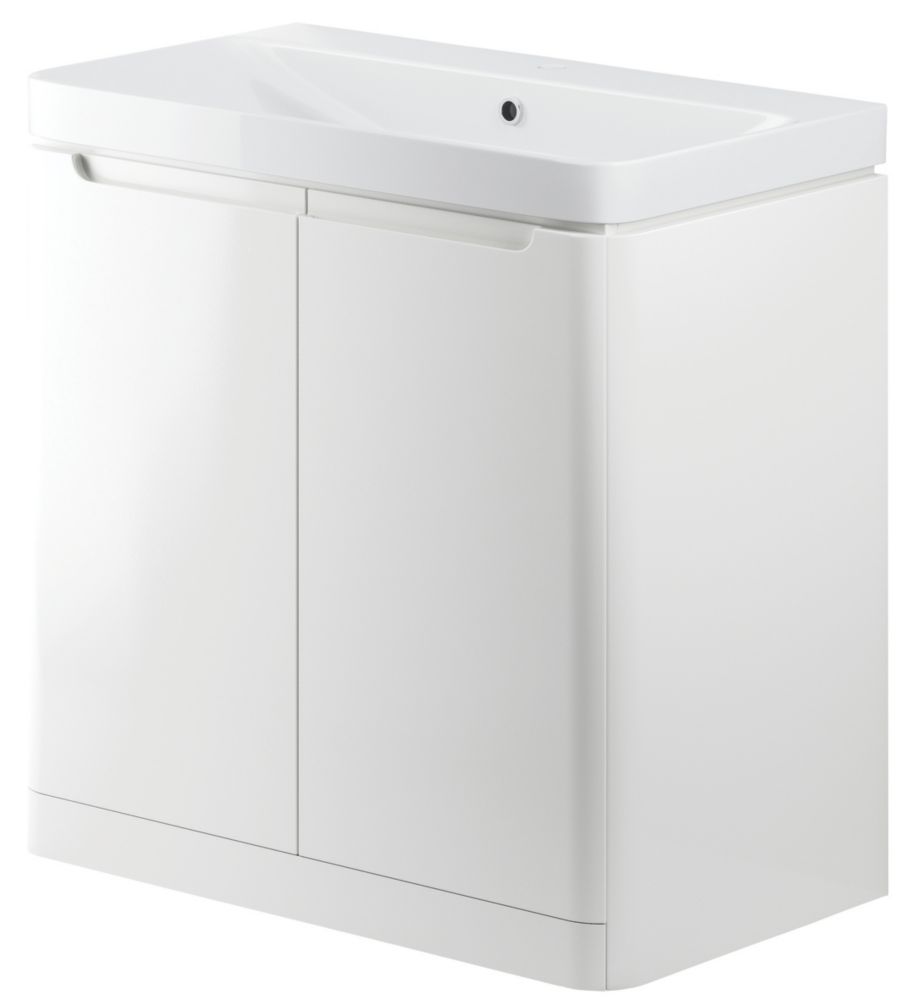 Floorstanding Vanity Unit & Basin Gloss White 805mm x 460mm x 840mm ...