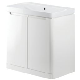 Floorstanding Vanity Unit & Basin Gloss White 805mm x 460mm x 840mm ...