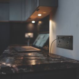 LAP  13A 2-Gang SP Switched Socket + 3A 45W 2-Outlet Type A & C USB Charger Matt Black with Black Inserts