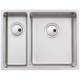 Abode Matrix 1.5 Bowl Stainless Steel Undermount & Inset Kitchen Sink RH  580mm x 440mm